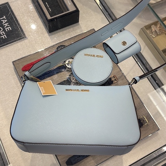 MICHAEL KORS JET SET TRAVEL SMALL SHOULDER CROSSBODY BAG WITH TECH ATTCH AIRPOD - Picture 4 of 16